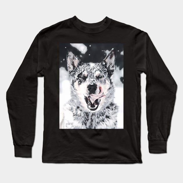 Wolf snow dog Long Sleeve T-Shirt by miamia